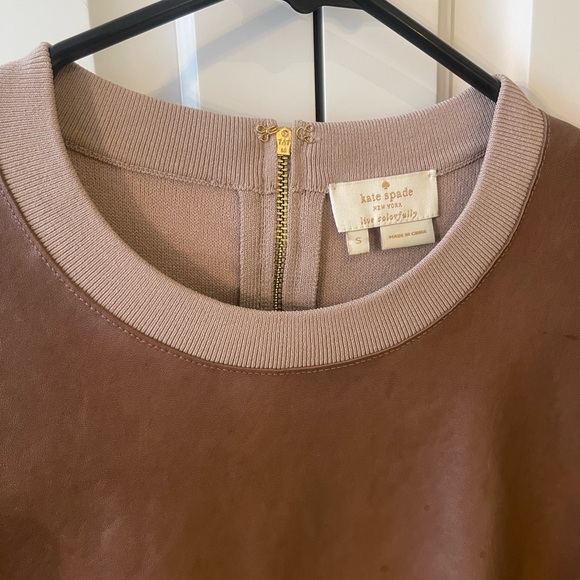 Kate Spade leather brown top with short sleeves - small / medium - Picture 2 of 5